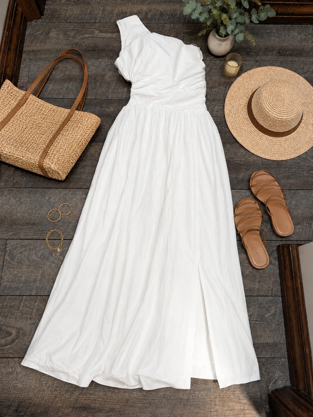 Abercrombie & Fitch One-Shoulder White Maxi Dress - Brand New